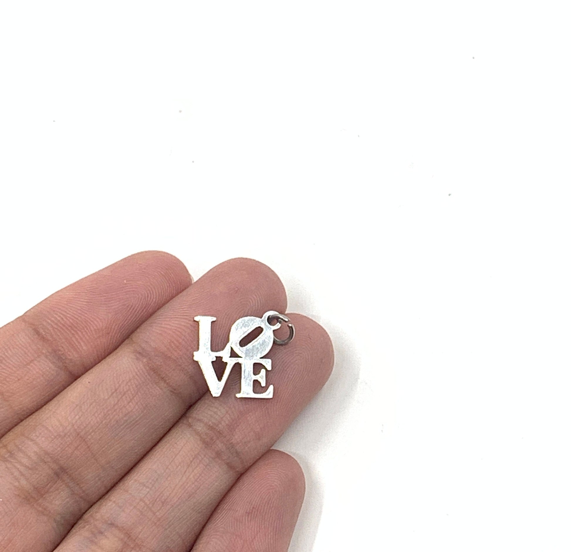 Stainless Steel Love Writing charm | Bellaire Wholesale