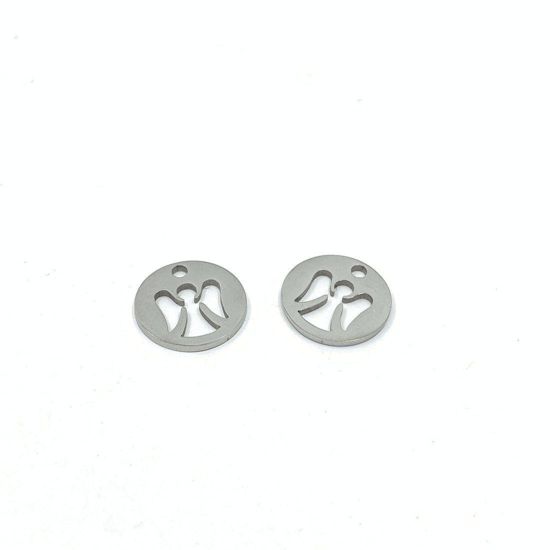 Stainless Steel Angel Cut out Charms on a white background