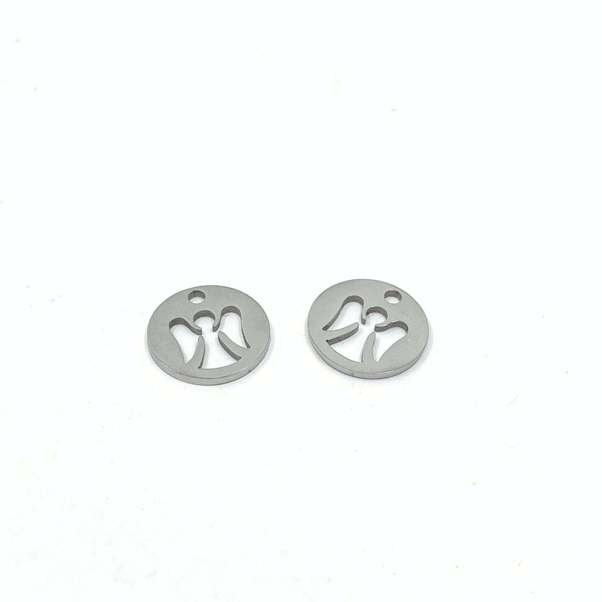 Stainless Steel Angel Cut out Charms on a white background