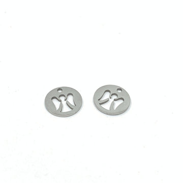 Stainless Steel Angel Cut out Charms on a white background