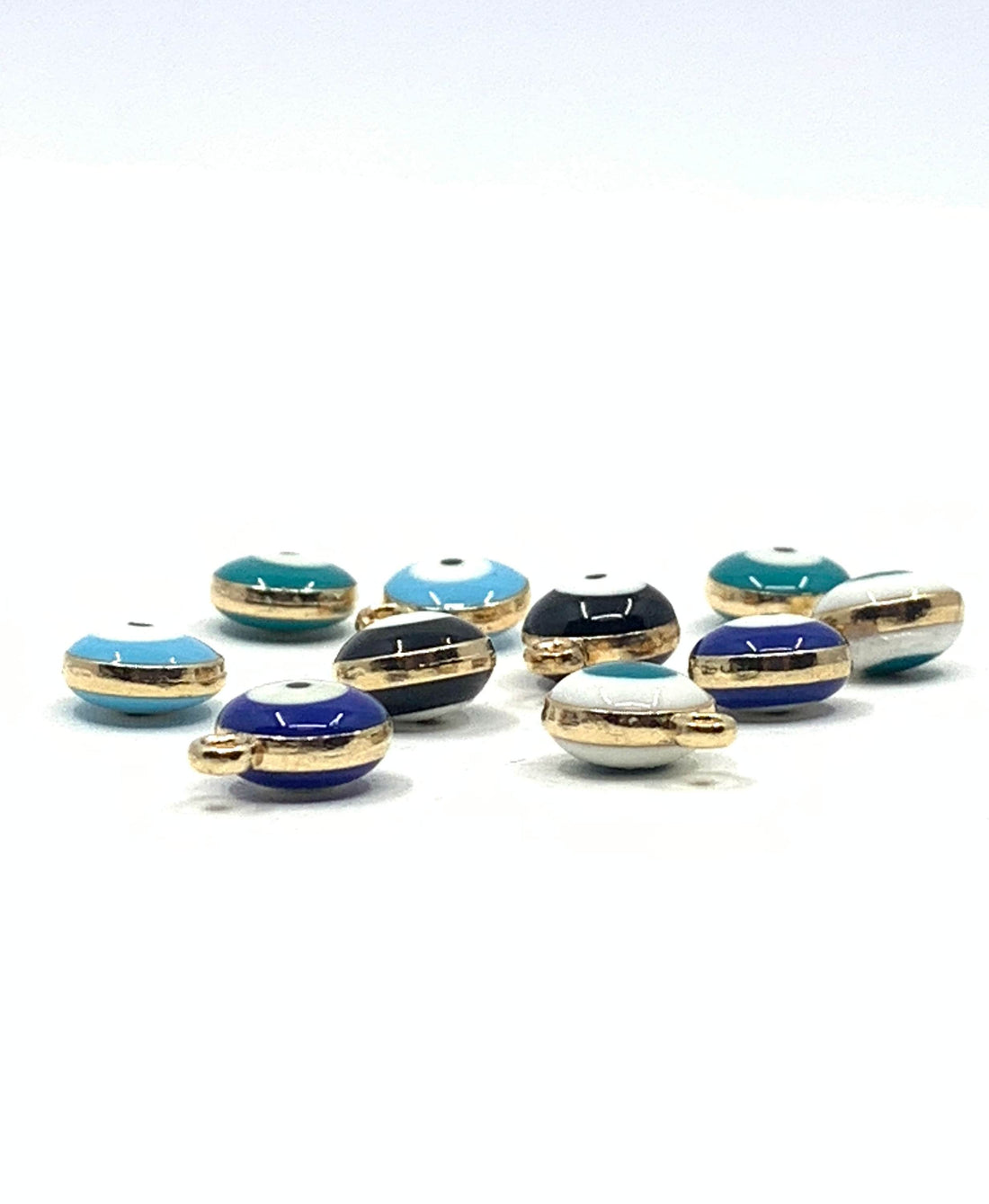 10pcs of 5 colors Enamel Round Evil eye Charms with gold plating 