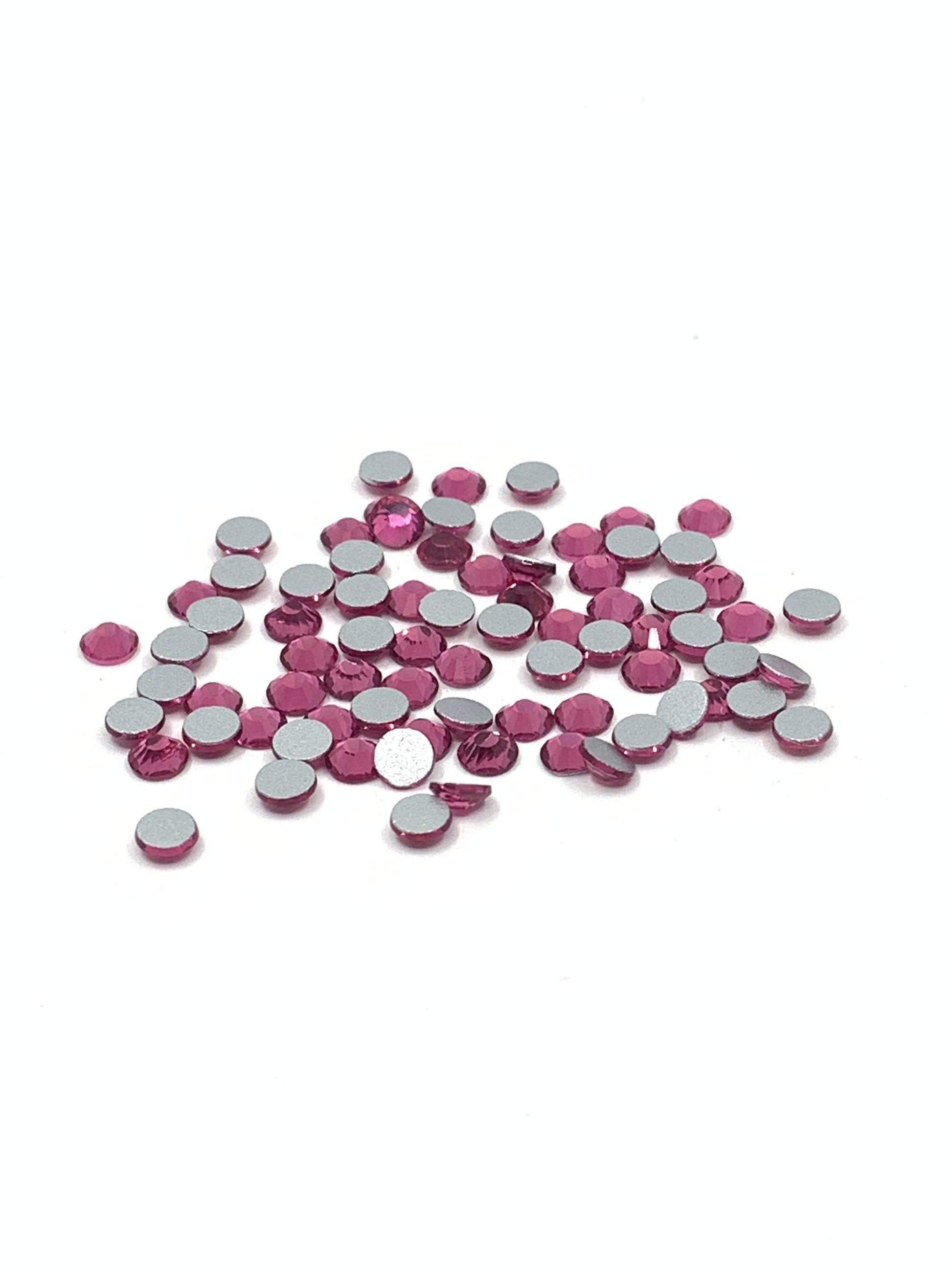 Fuchsia Rhinestone flatbacks ss34 with foil back