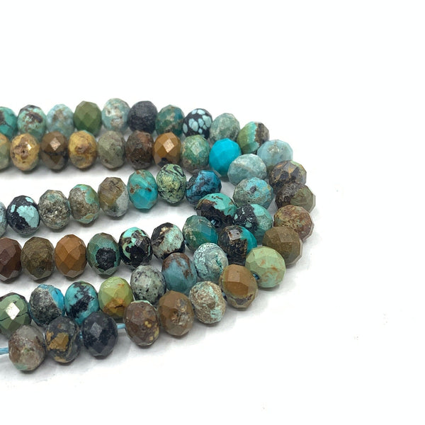 Mix turquoise faceted rondelle beads