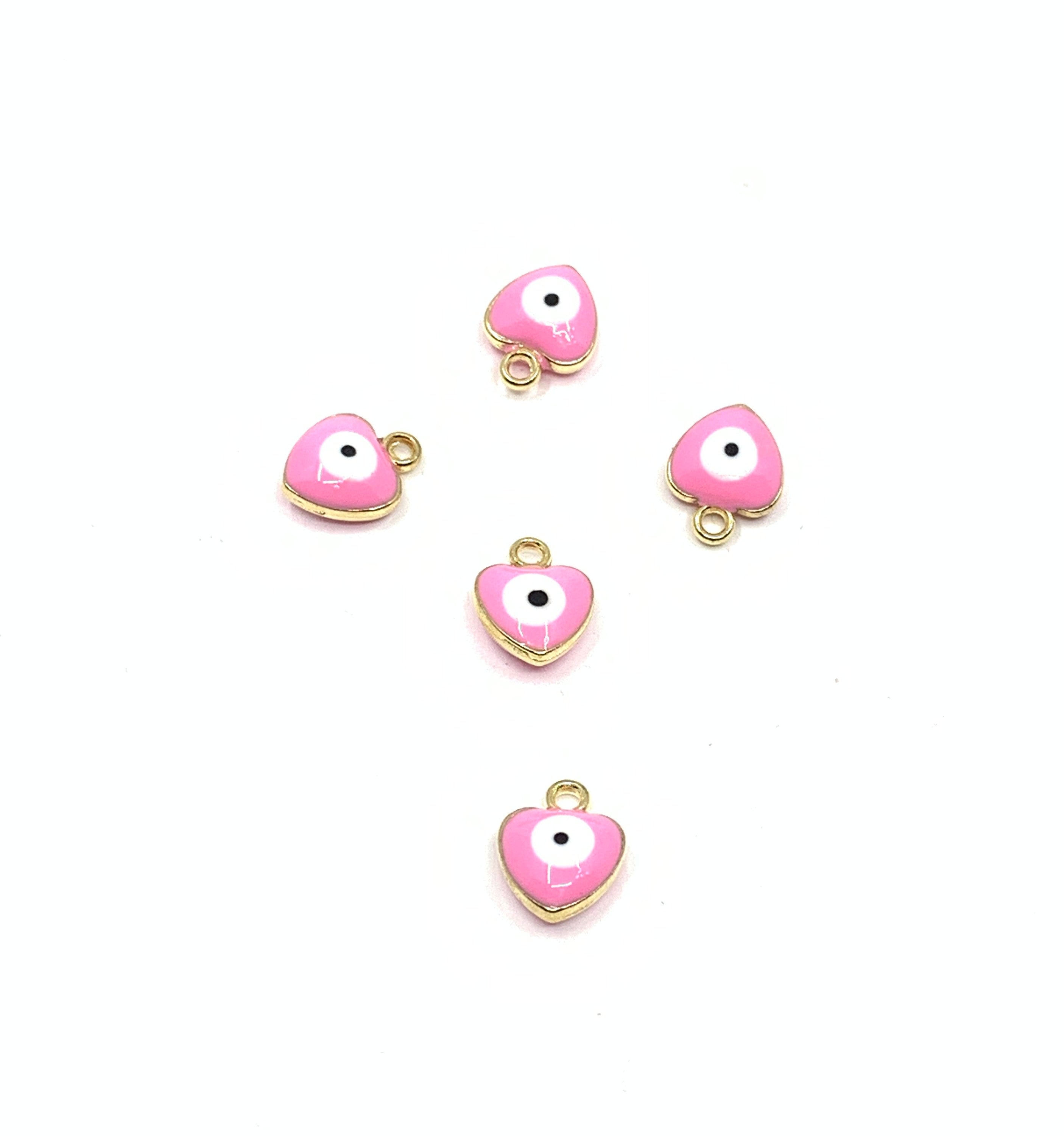 Heart Shape Pink Evil Eye Charm | Bellaire Wholesale