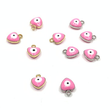 Heart Shape Pink Evil Eye Charm | Bellaire Wholesale