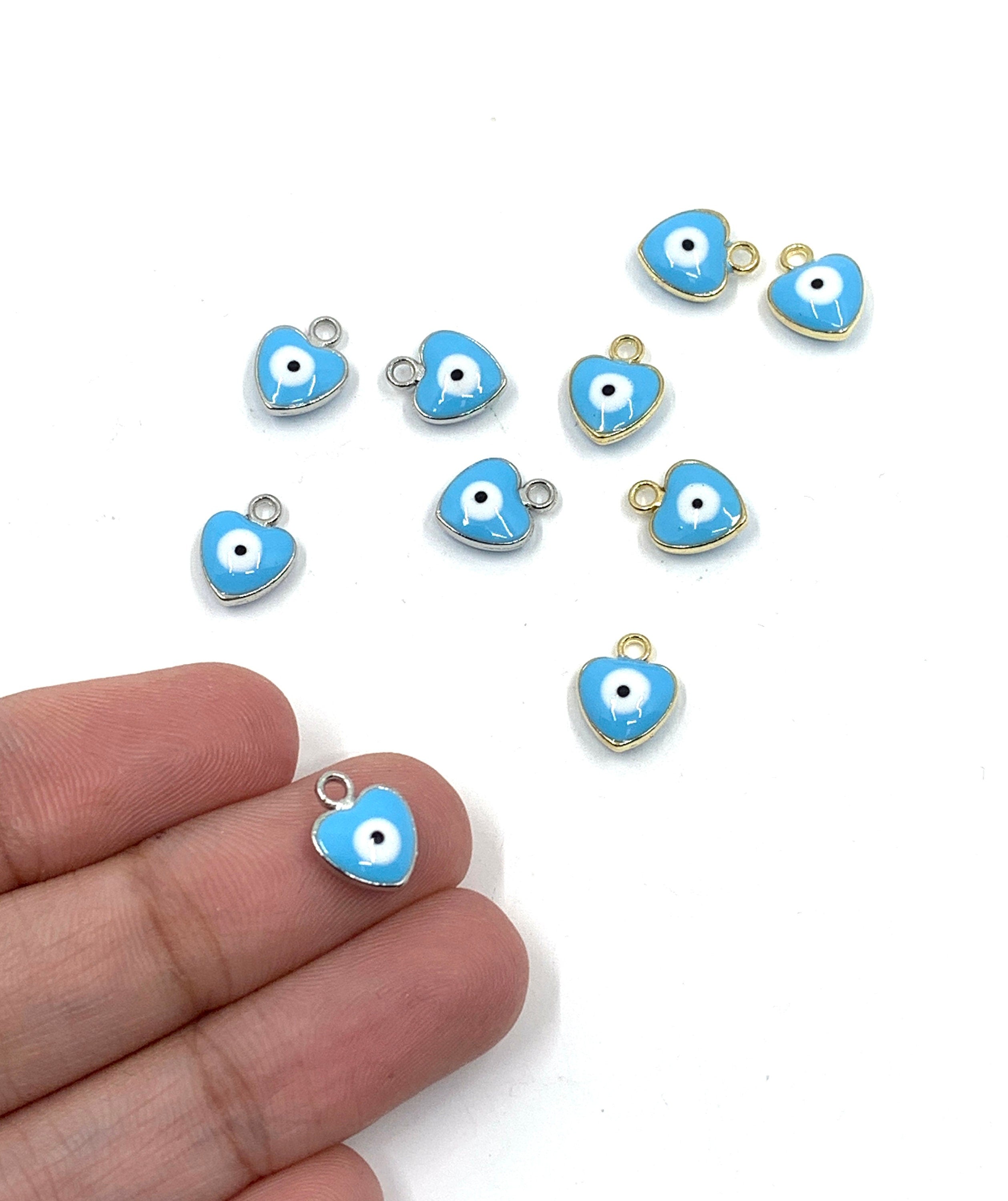 Light Blue Evil Eye Charm, Heart Shape | Bellaire Wholesale