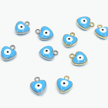 Light Blue Evil Eye Charm, Heart Shape | Bellaire Wholesale