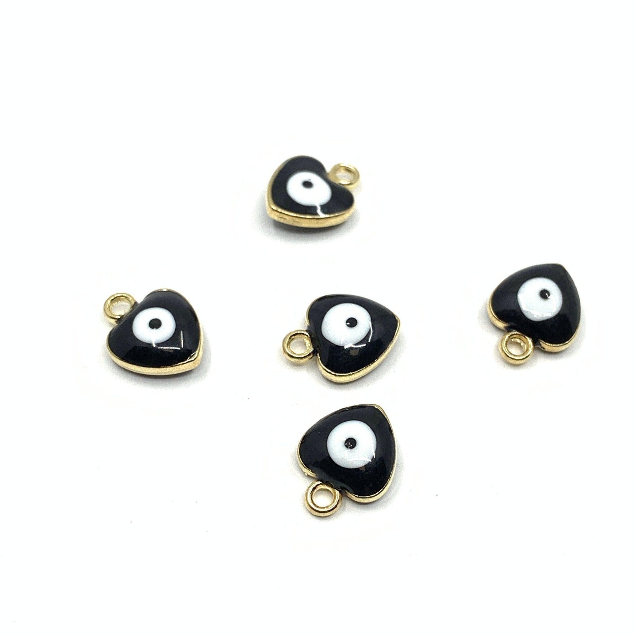 Black Evil eye charm, heart shape | Bellaire Wholesale