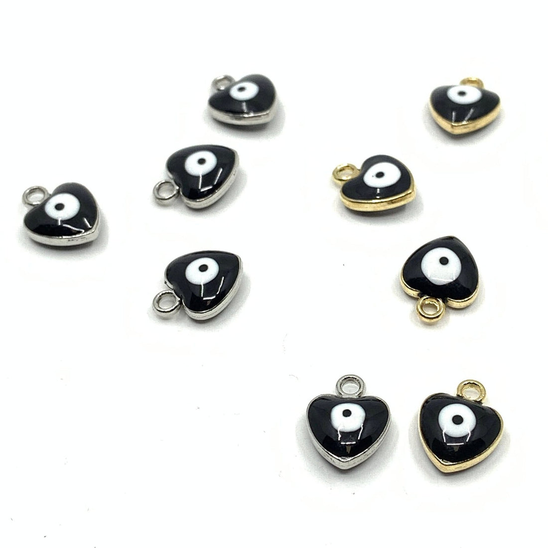 Black Evil eye charm, heart shape | Bellaire Wholesale