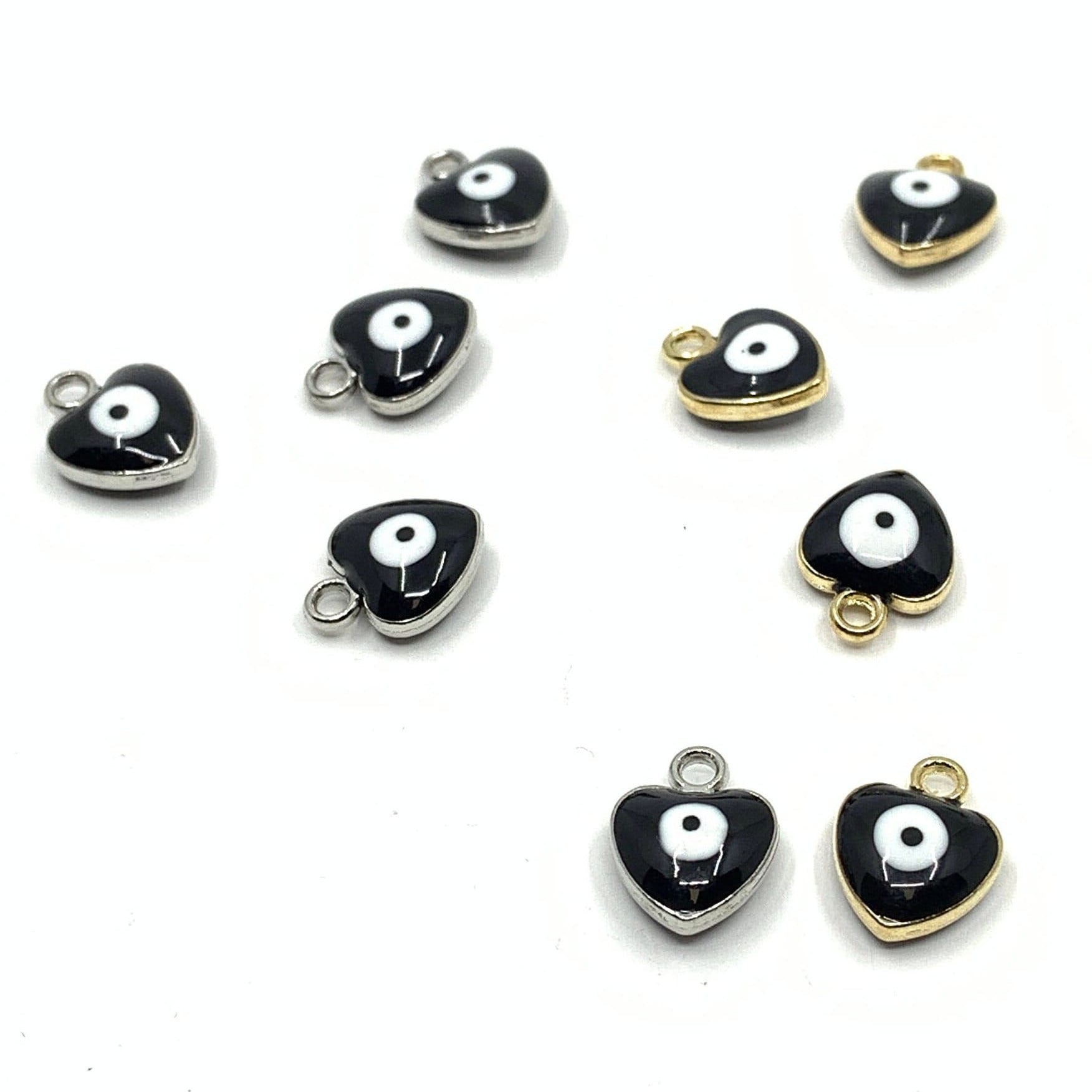 Black Evil eye charm, heart shape | Bellaire Wholesale
