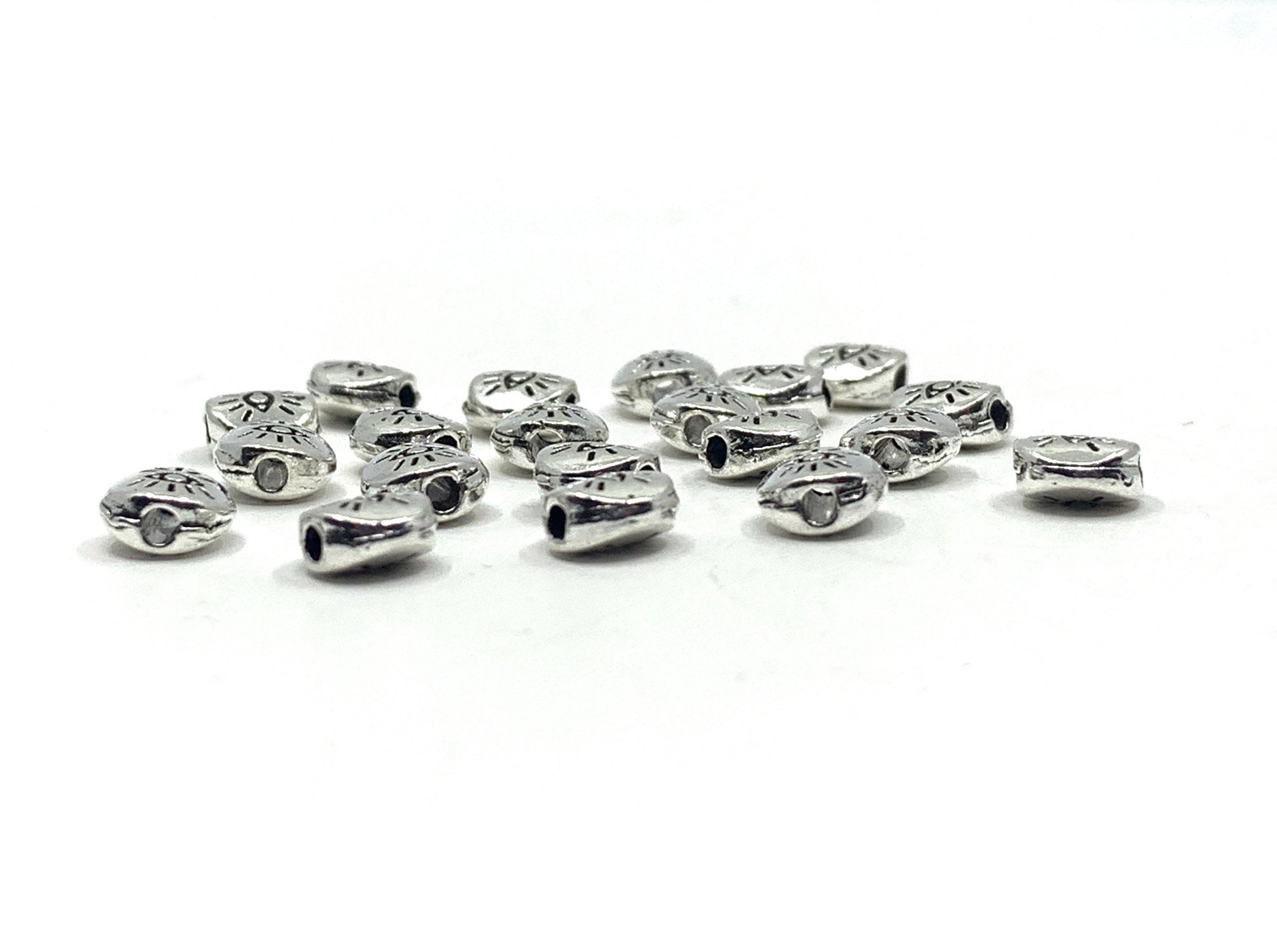 Camera angle showing Evil eye beads thickness