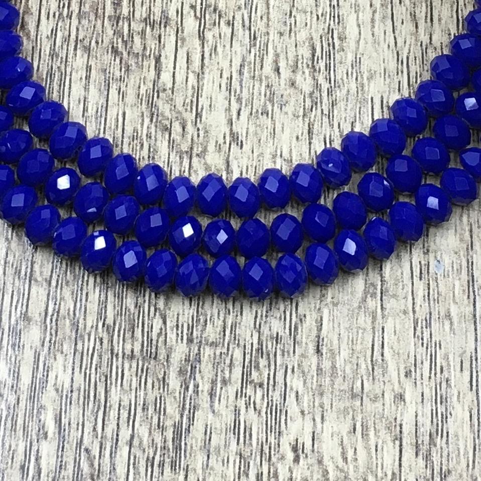 6mm Faceted Rondelle Metallic Blue Glass Bead | Bellaire Wholesale