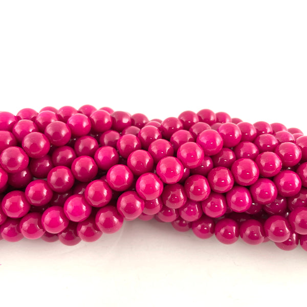 8mm Glass Pearl Bead, Solid Fuchsia | Bellaire Wholesale