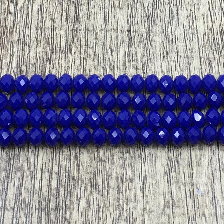 6mm Faceted Rondelle Metallic Blue Glass Bead | Bellaire Wholesale
