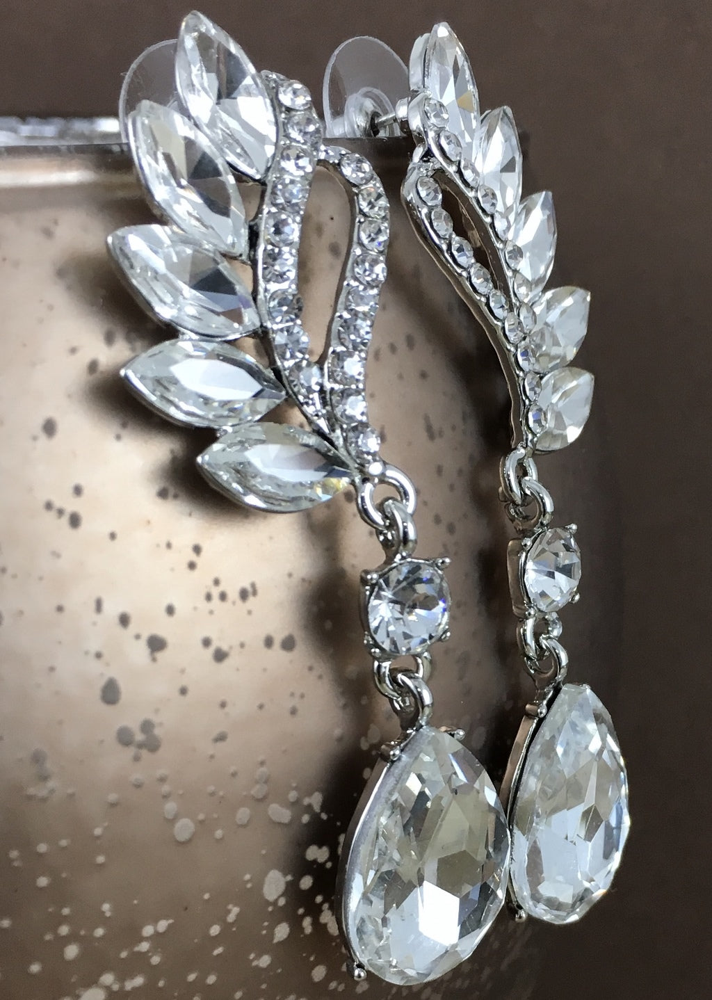 Crystal Marquise Teardrop Earrings, Silver | Bellaire Wholesale