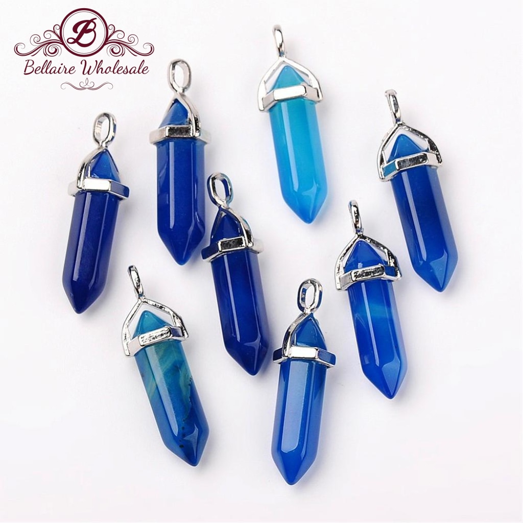 Natural Blue Agate Bullet Pendant | Bellaire Wholesale