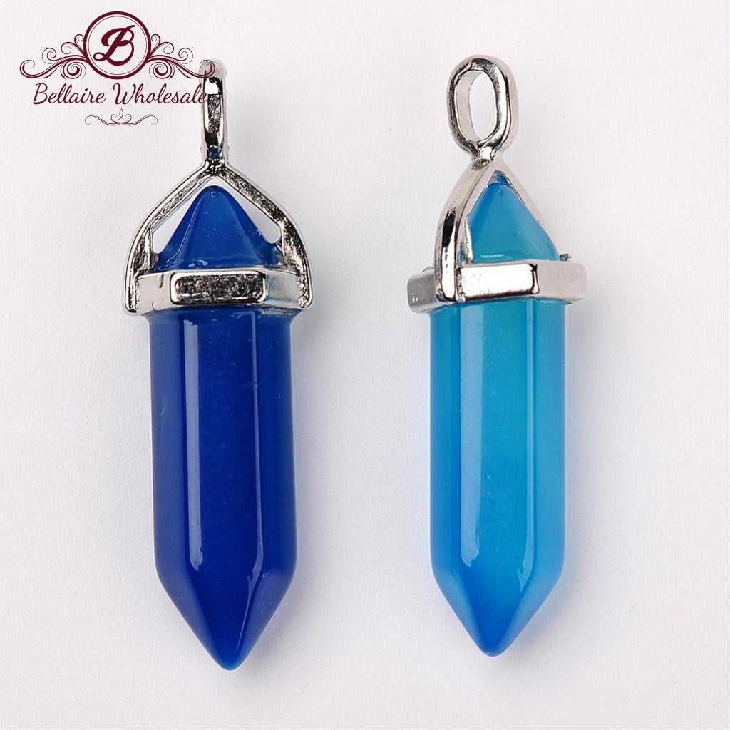 Natural Blue Agate Bullet Pendant | Bellaire Wholesale
