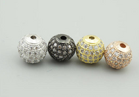 6mm CZ Pave Bead Round Gunmetal Bead | Bellaire Wholesale