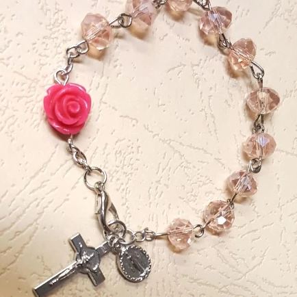 Pink deals rosary bracelet