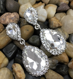 Crystal Long Teardrop Earrings, Silver | Bellaire Wholesale