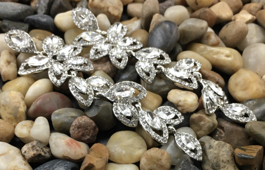 Flower Designer Inspired Crystal Earrings, Silver | Bellaire Wholesale