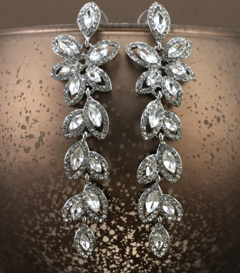 Flower Designer Inspired Crystal Earrings, Silver | Bellaire Wholesale