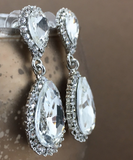 Crystal Long Teardrop Earrings, Silver | Bellaire Wholesale