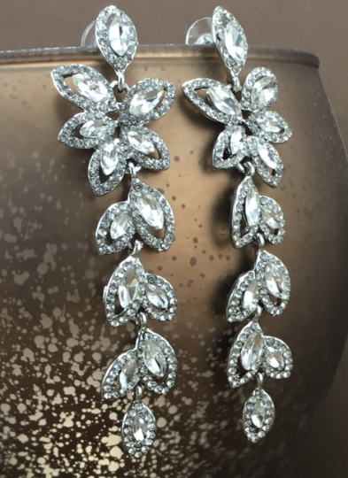 Flower Designer Inspired Crystal Earrings, Silver | Bellaire Wholesale