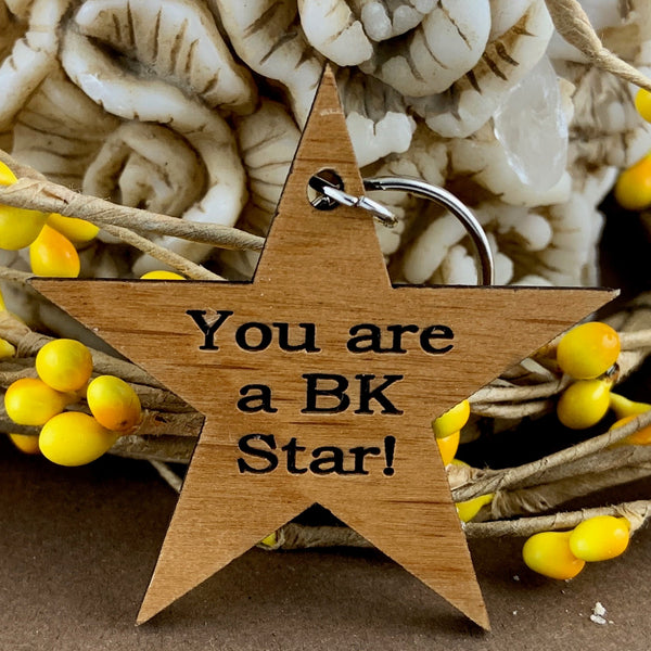 Star Wood Engraved Tags, You are a BK Star! | Bellaire Wholesale